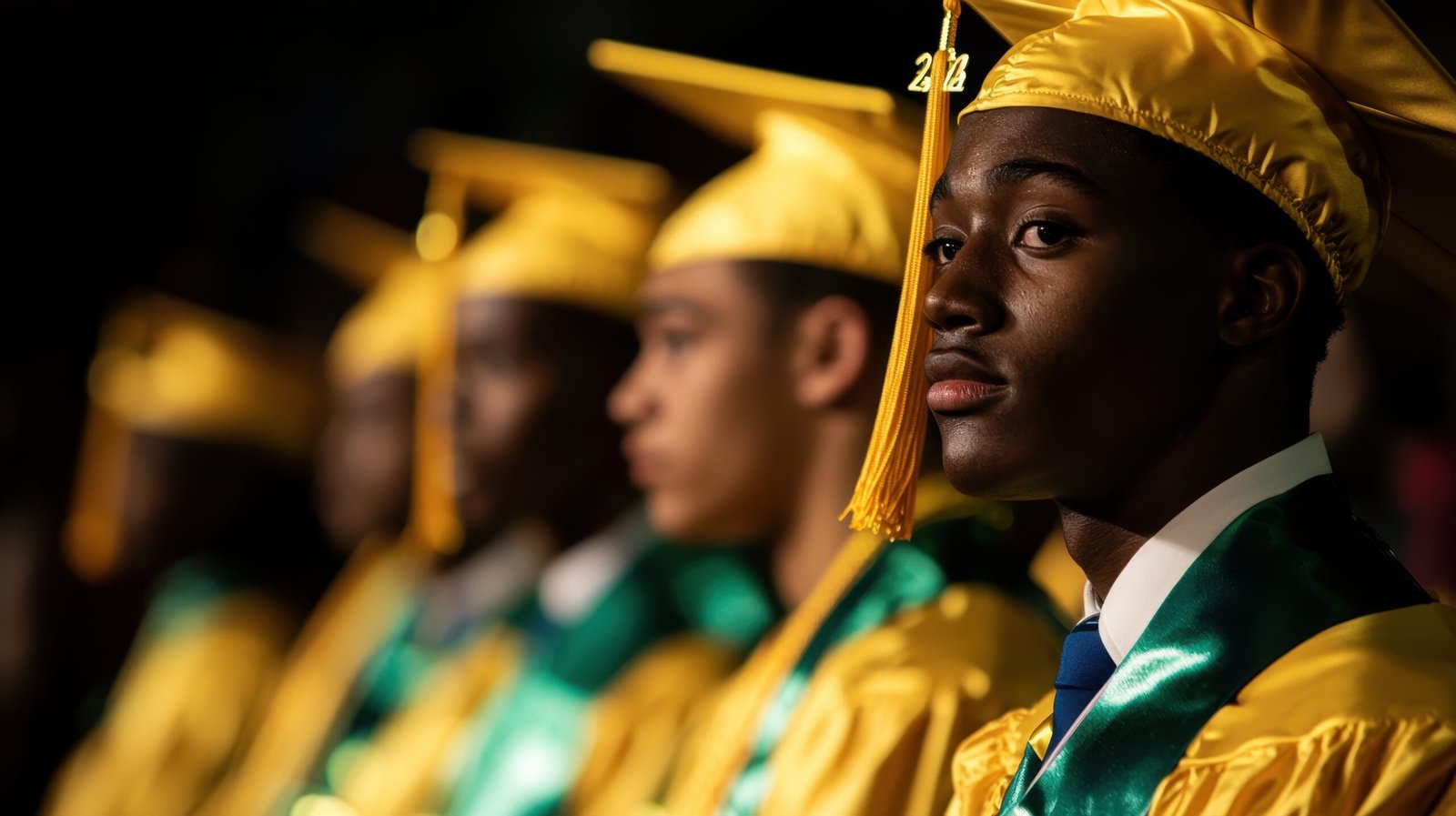 Appel à candidatures – Bourses académiques d'Innovation 2026 Jeunes étudiants camerounais en tenue de cérémonie — contexte universitaire et technologique